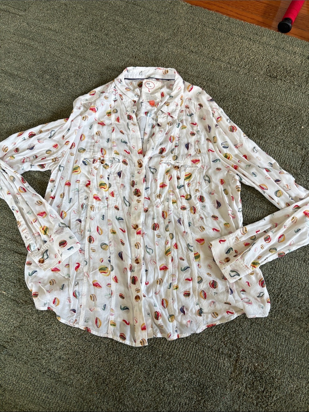 10 of 52 Conversations Anthropologie Colorful Marble Print Shirt 6